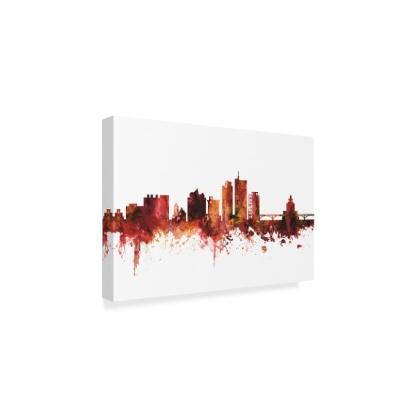 Michael Tompsett 'Cedar Rapids Iowa Skyline Red' Canvas Art,22x32